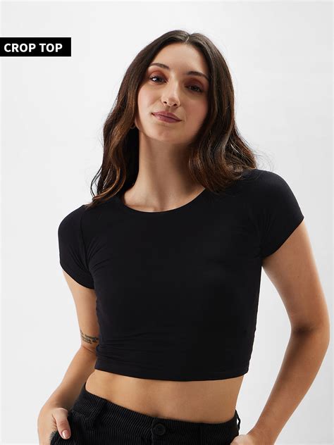 Black Drill crop top 